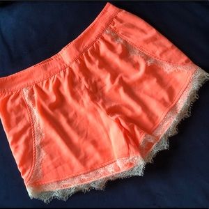 NEW Tea & Cup Los Angeles neon coral shorts w/lace